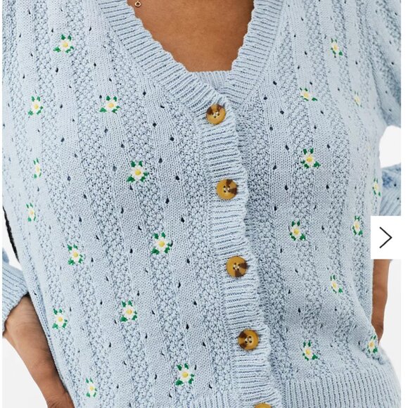 Urban Outfitters Embroidered Cardigan in light blue, great condition - Picture 2 of 6